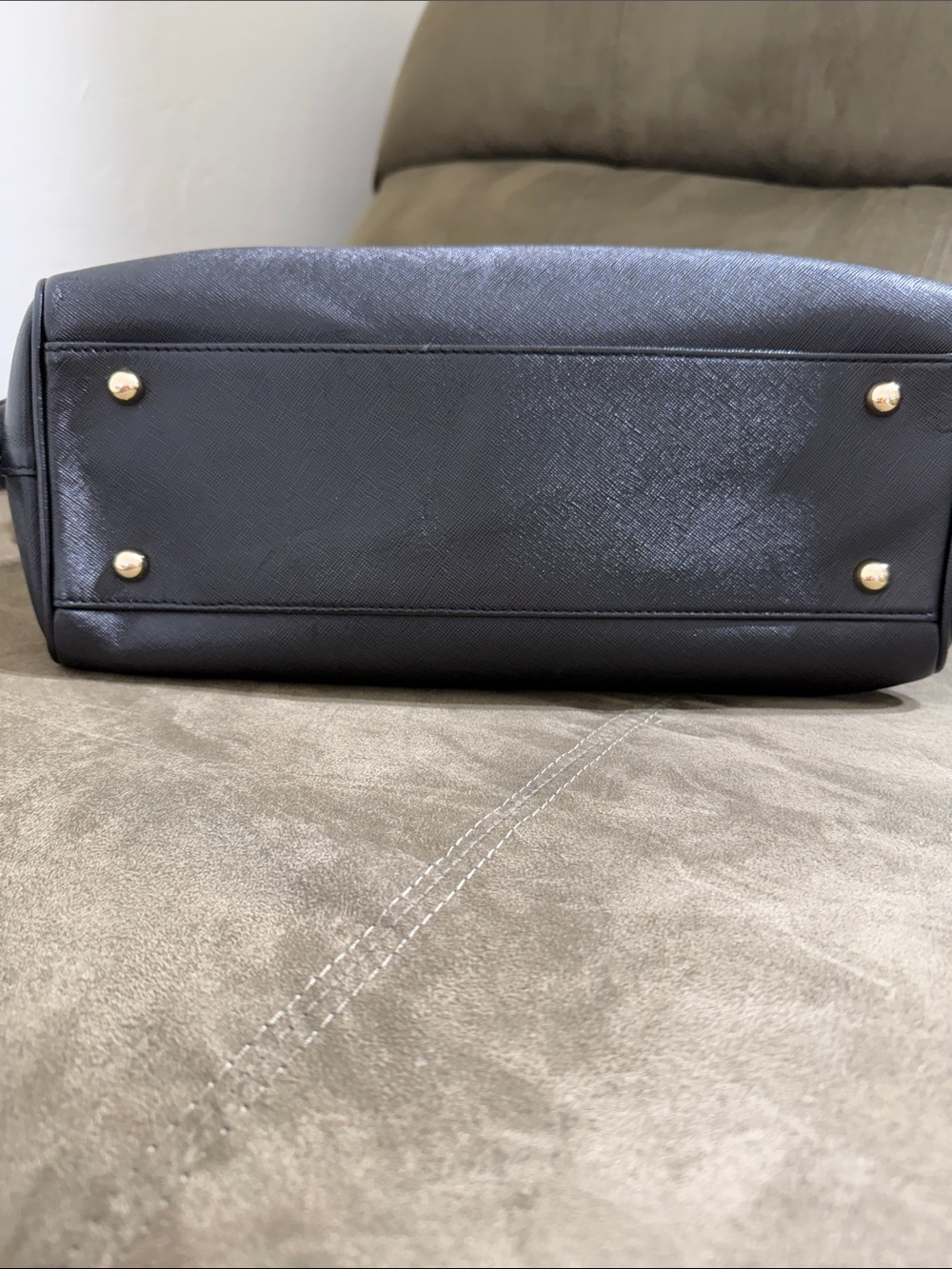 Lux Metrocity Black Saffiano Leather Structured Tote Bag Gold Hardware Vintage. - Picture 8 of 16